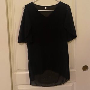 BRAND NEW Shein Black Blouse with V Neck and Shoulder Slits